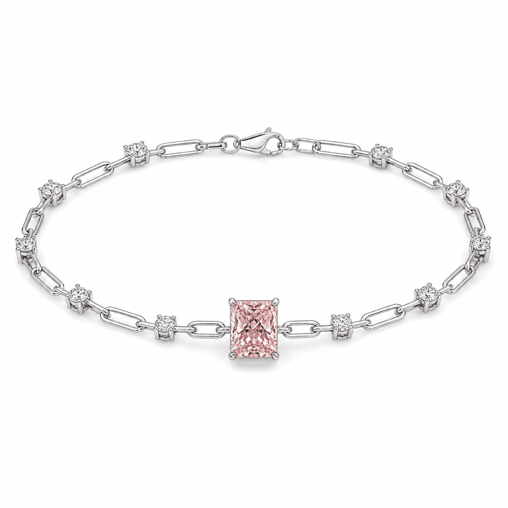 Meridian Petite Radiant Pink Diamond Paperclip Bracelet