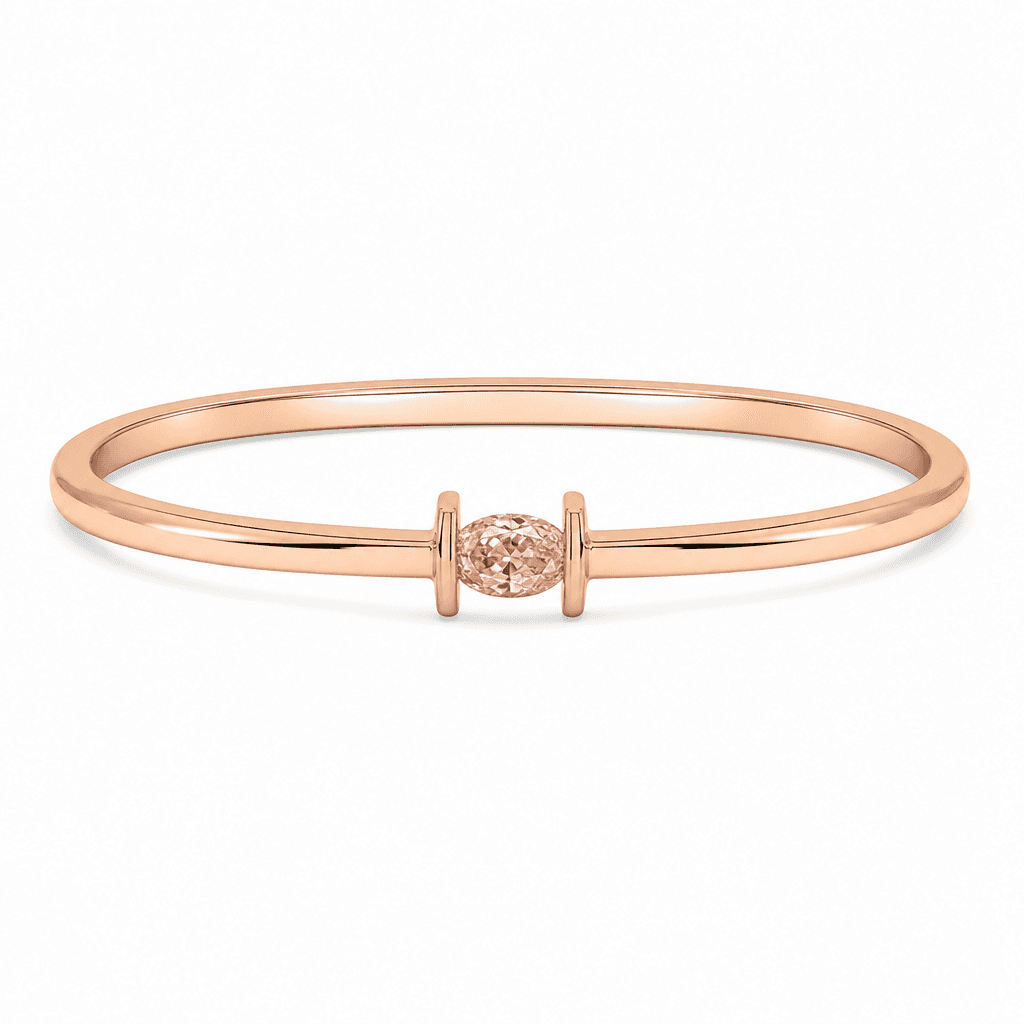 Rosé Halo Oval Open Cuff Bracelet