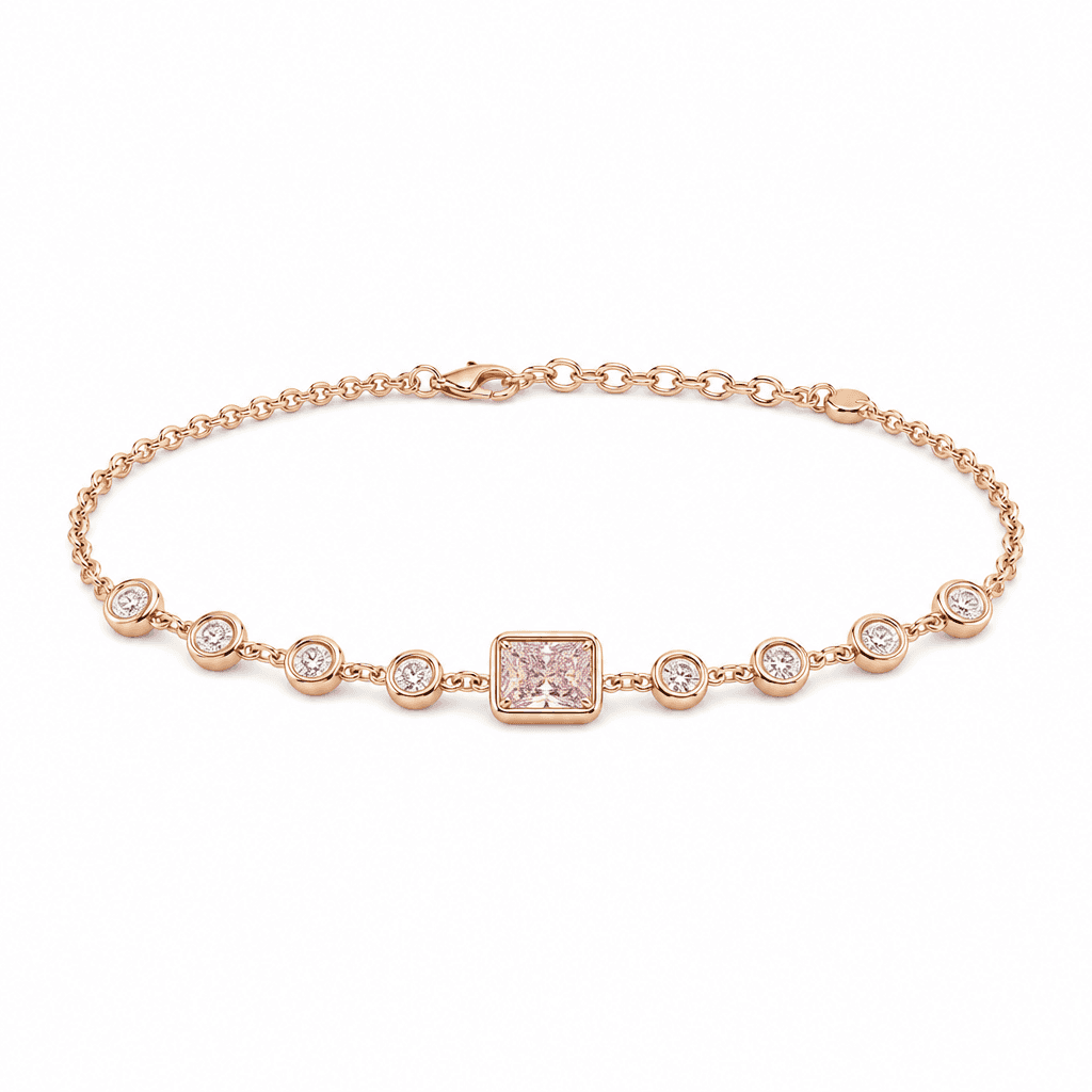 Rose Nocturne Radiant Diamond Station Bracelet