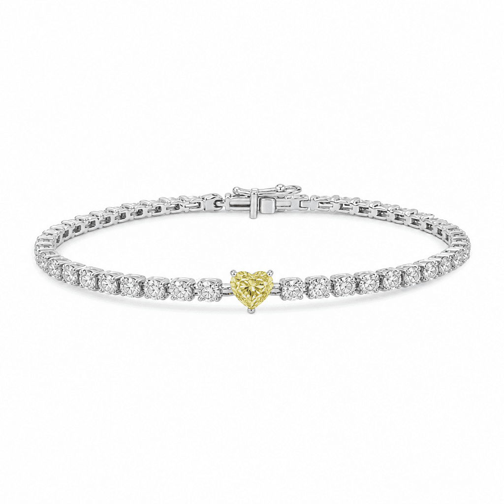 Seren Yellow Diamond Heart Line Bracelet