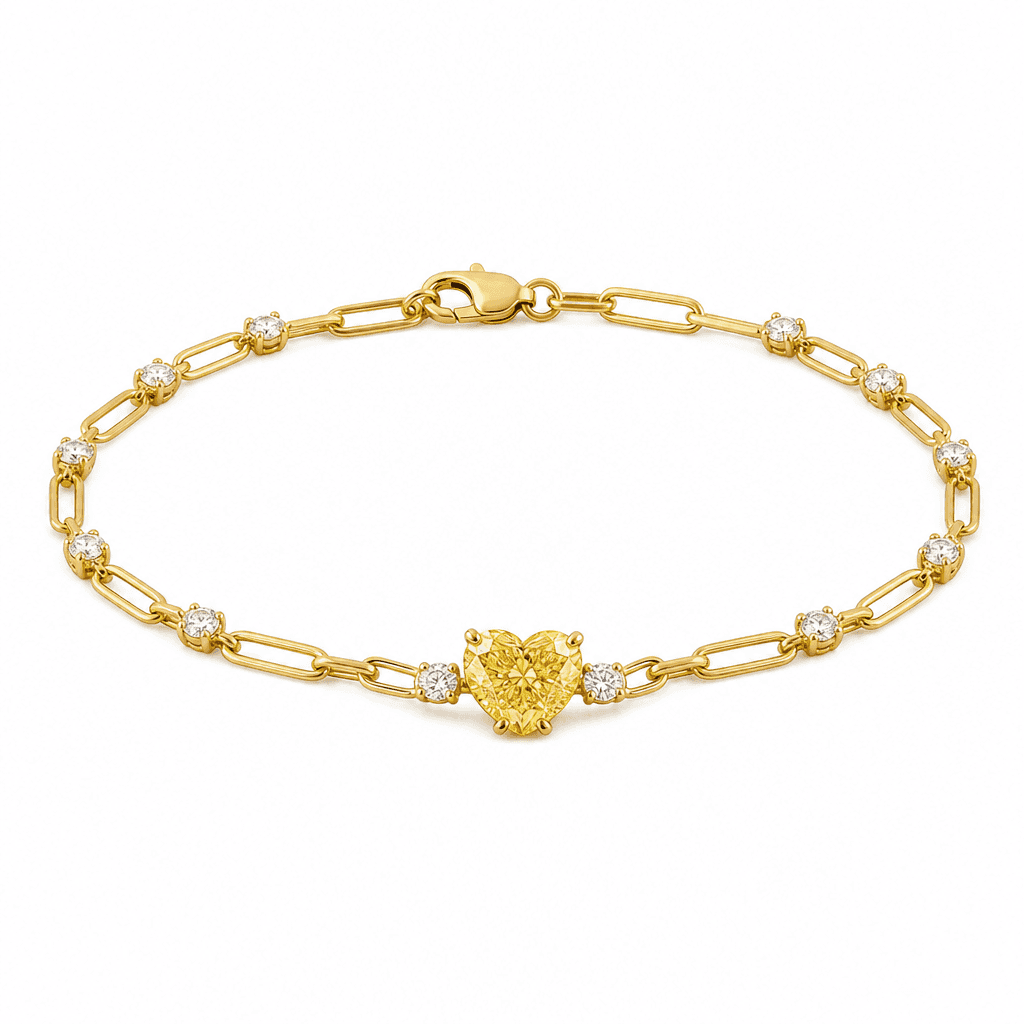 Aurora Heart Yellow Diamond Paperclip Bracelet