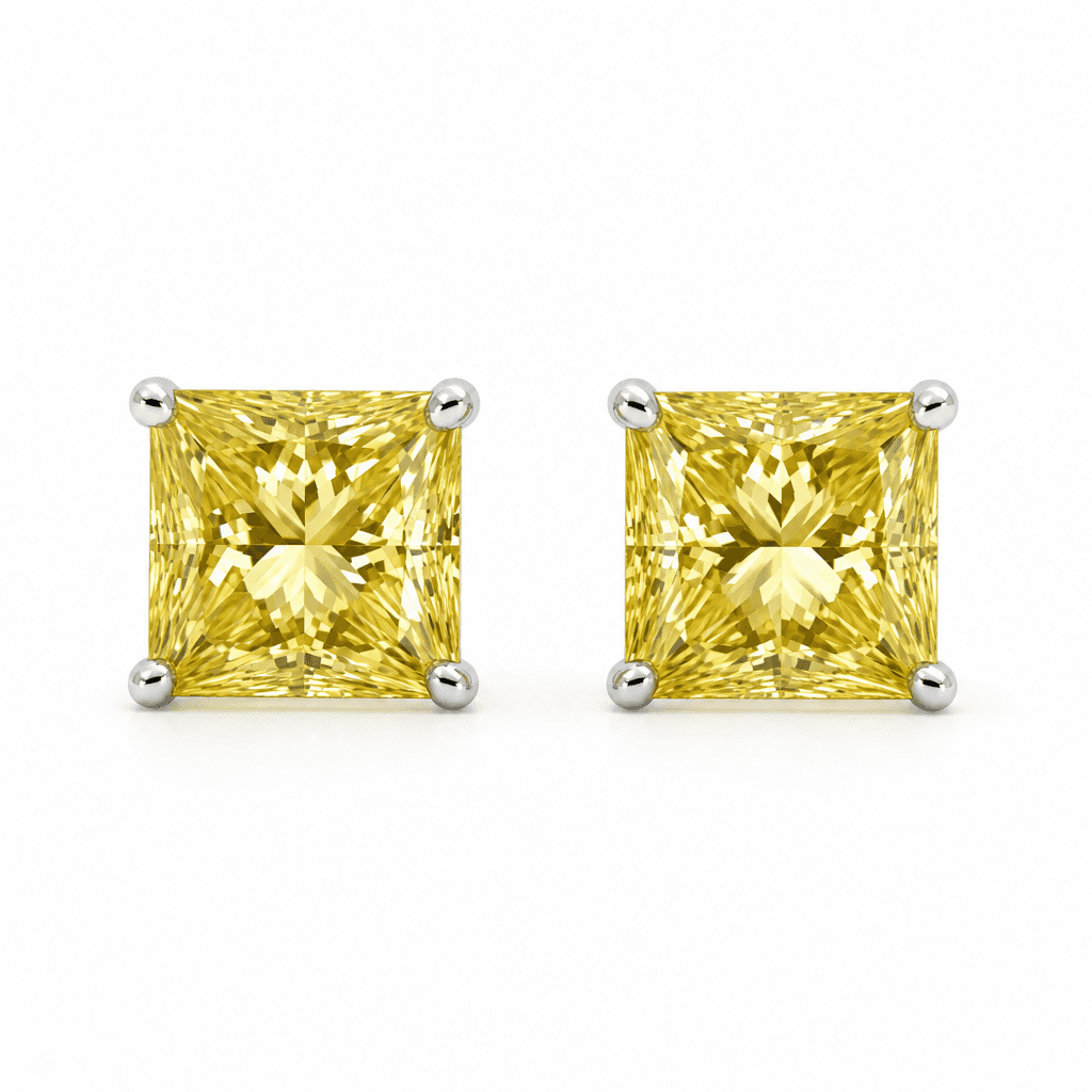 Muse Floating Princess Yellow Diamond Stud Earring