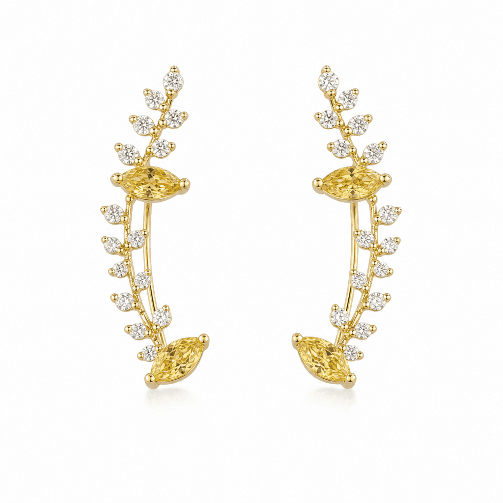 Marquise Bloom Yellow Diamond Ear Climber