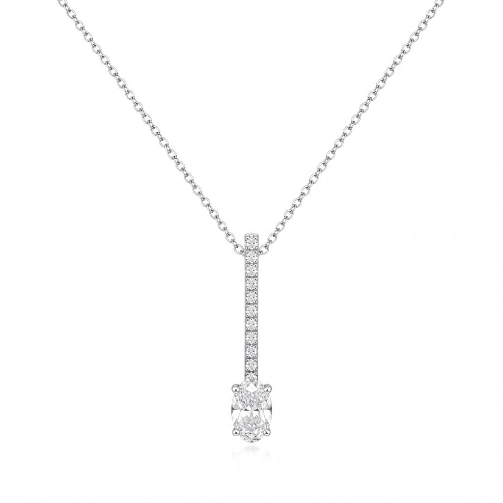 Lumière Vow Oval Diamond Bar Necklace