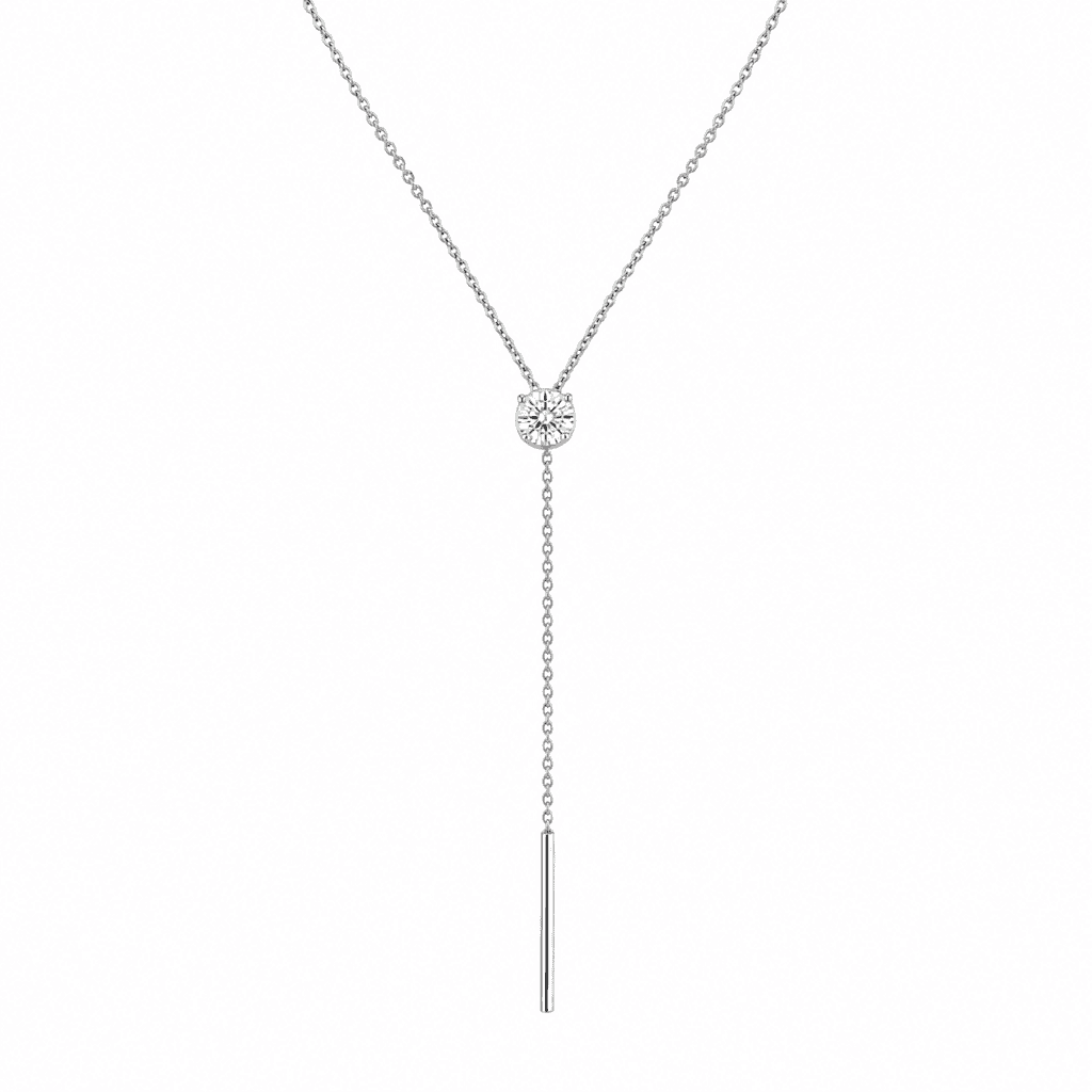 Lyra White Diamond Round Lariat Necklace