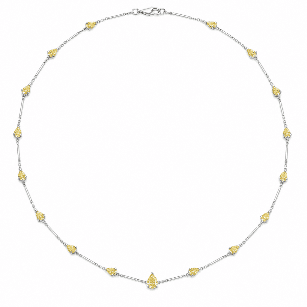 Nova Pear Yellow Diamond Station Necklace