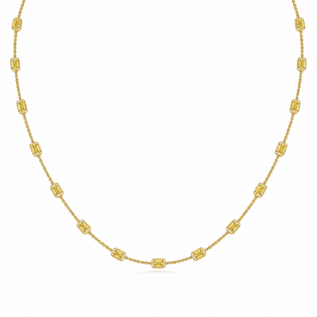 Golden Nocturne Emerald Station Necklace