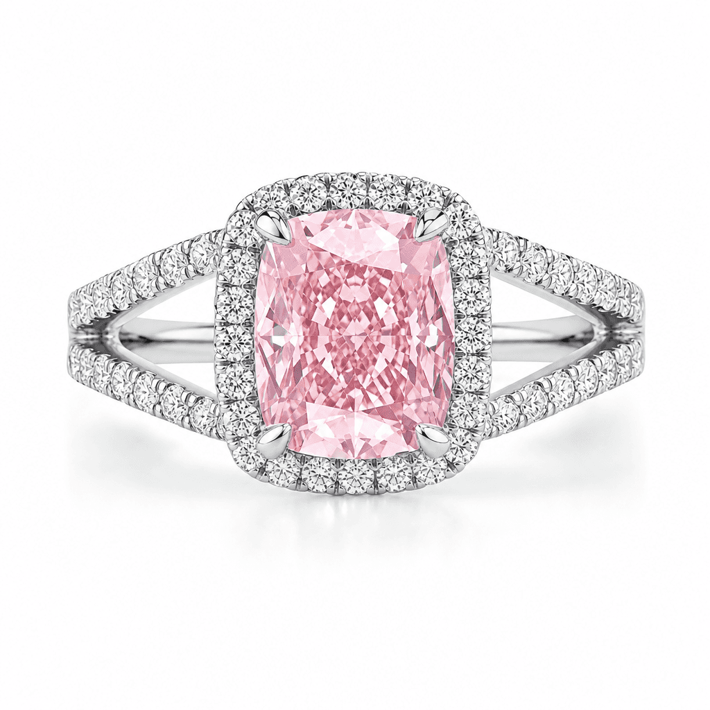 Rosé Crescent Cushion Split Shank Ring