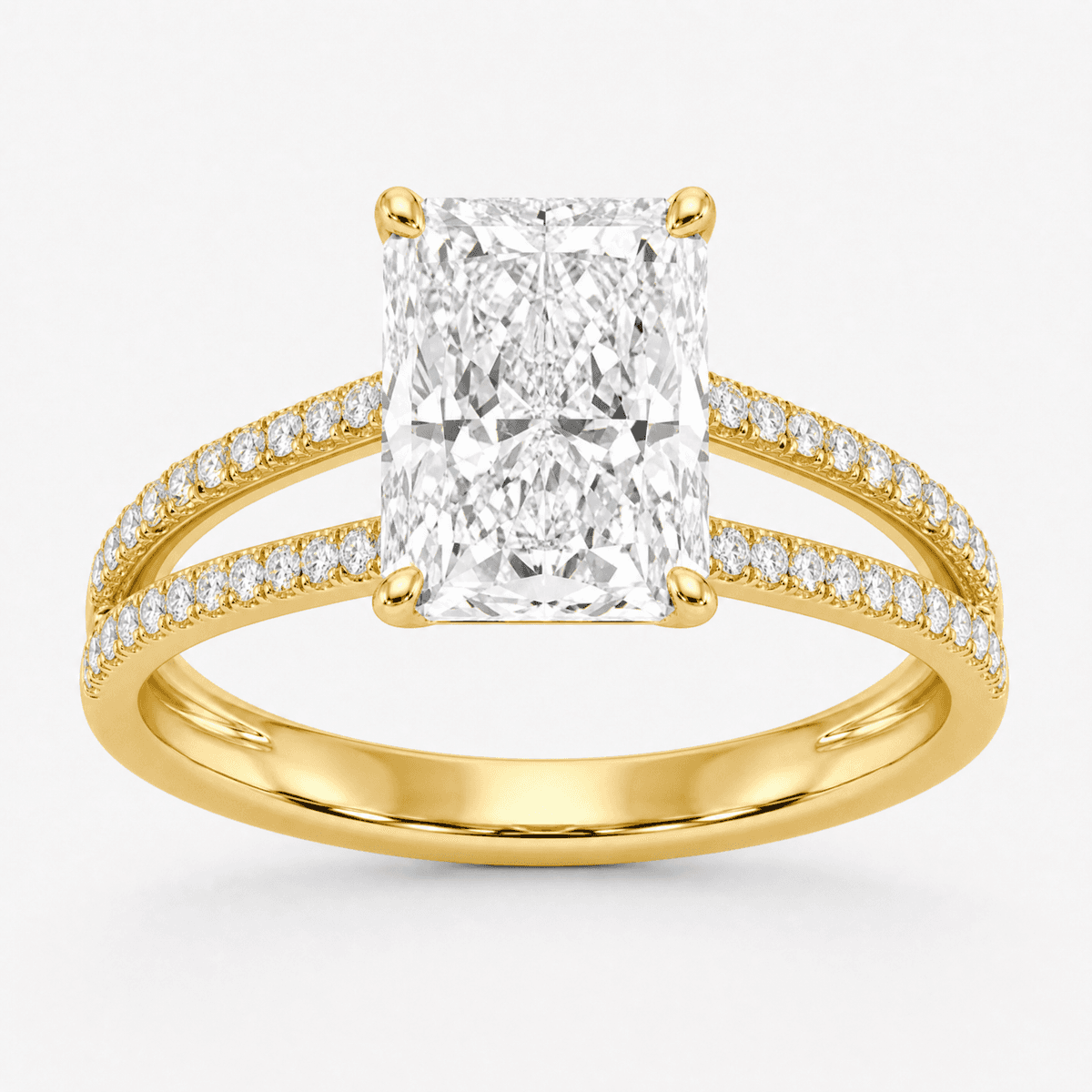 Radiant Cut Split Shank Ring
