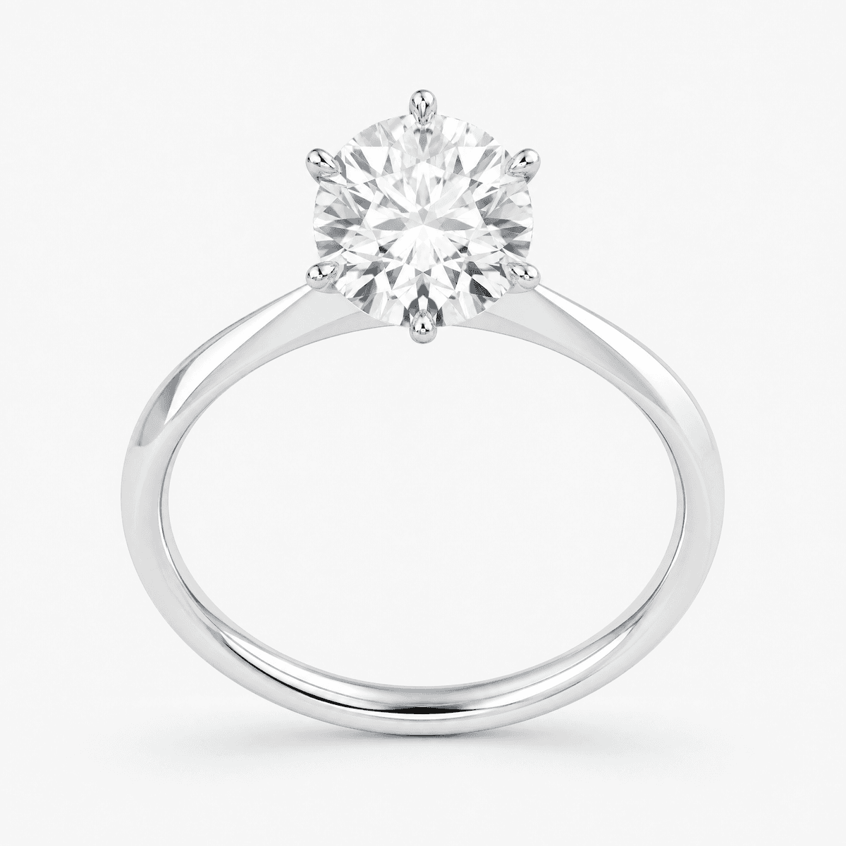 Round Six-Prong Knife-Edge Ring