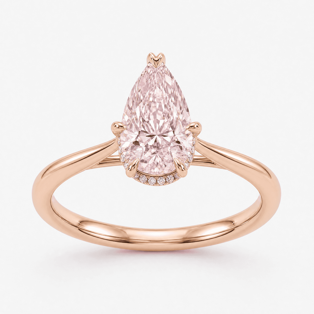 Pink Pear Hidden Halo Ring
