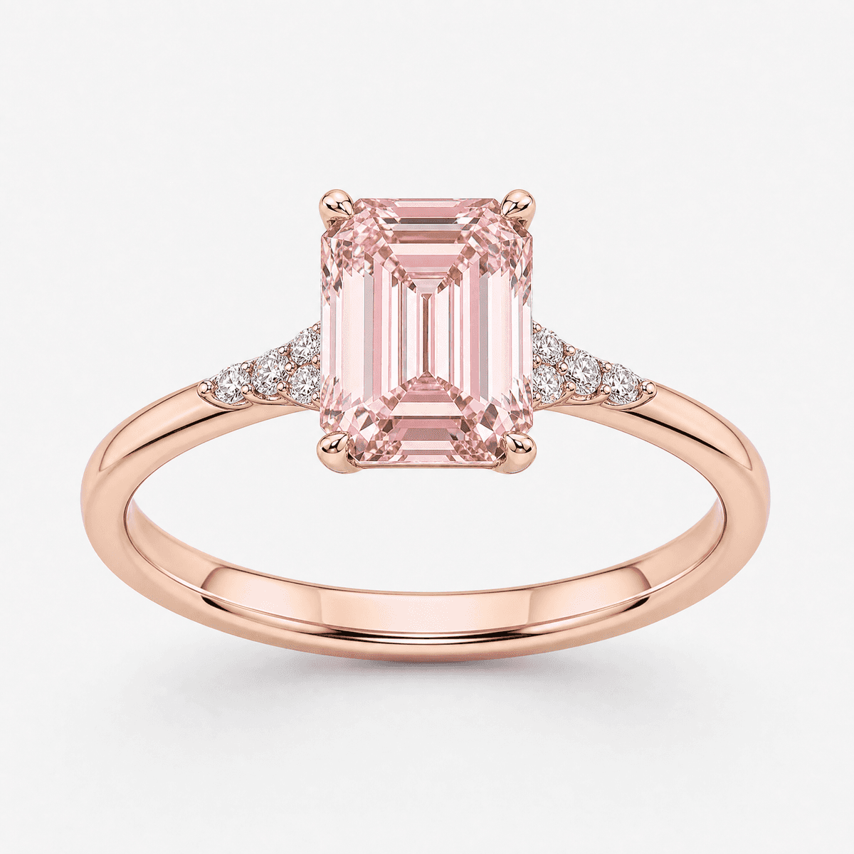 Pink Emerald Cut Ring