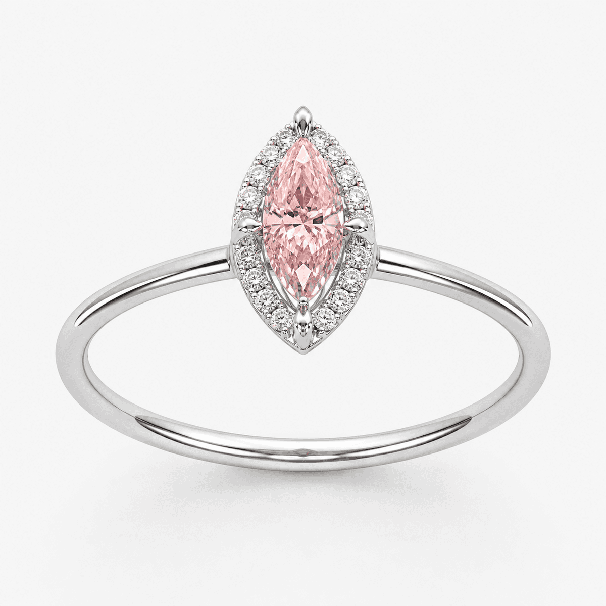 Pink Marquise Petite Halo Stack Ring
