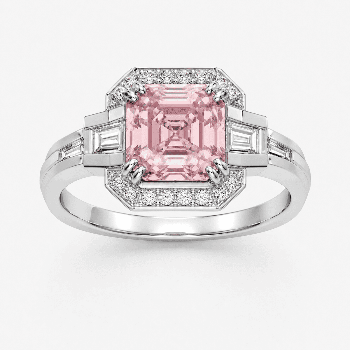 Pink Asscher Art Deco Ring