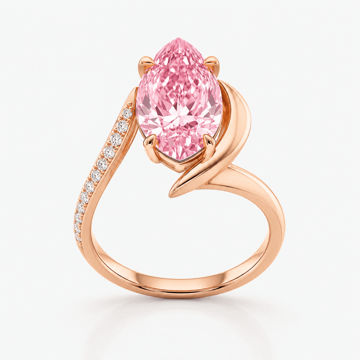 Pink Pear Sculptural Bypass Ring