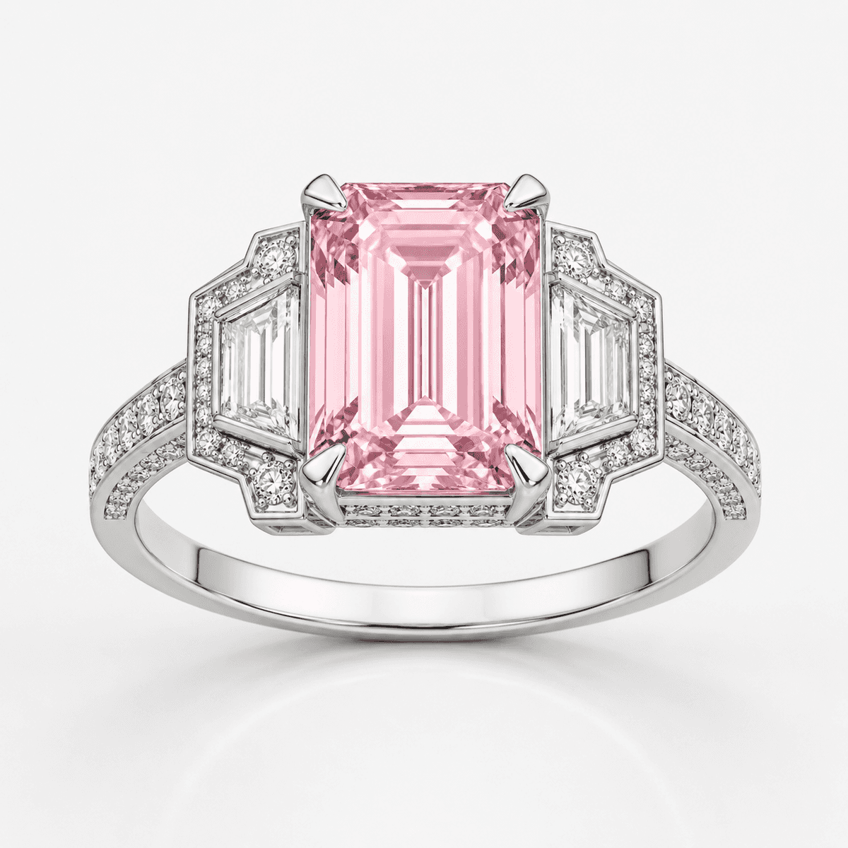 Pink Emerald Art Deco Three-Stone Ring