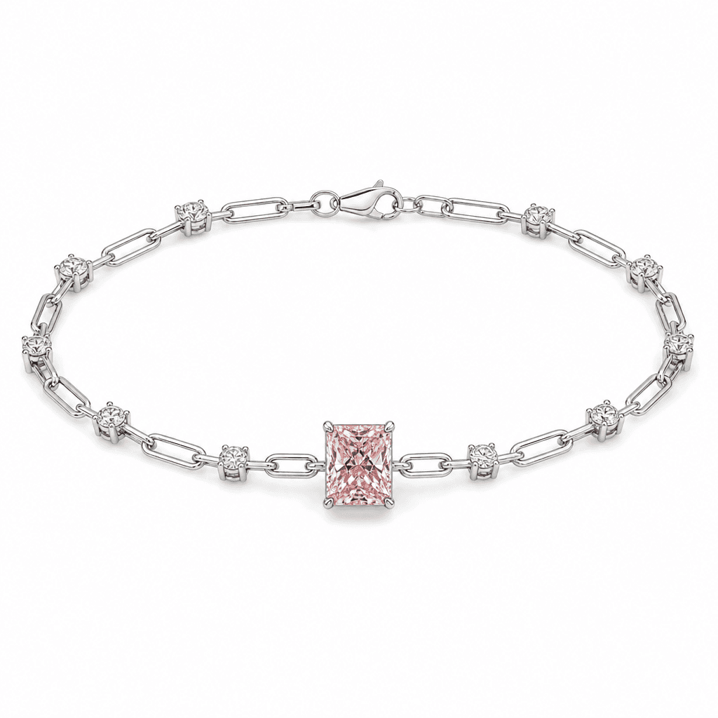 Meridian Petite Radiant Pink Diamond Paperclip Bracelet