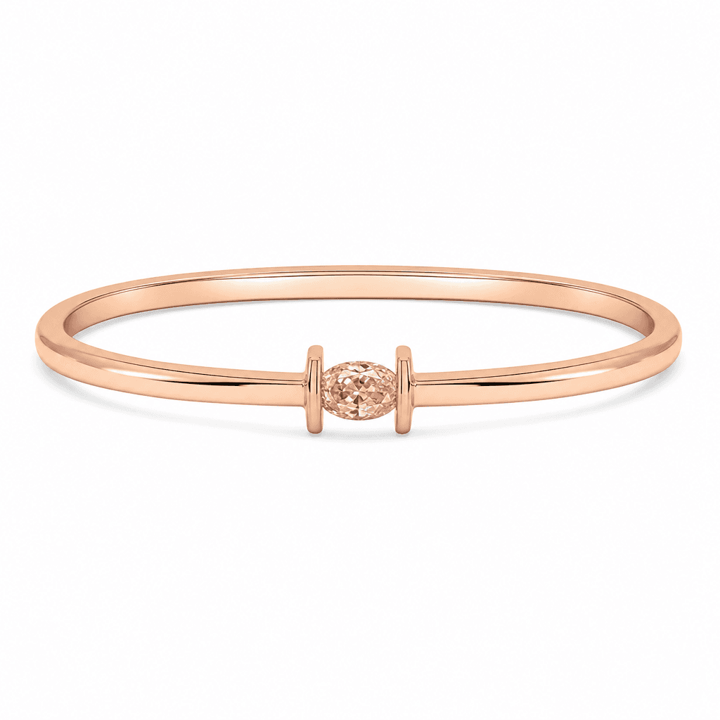 Rosé Halo Oval Open Cuff Bracelet