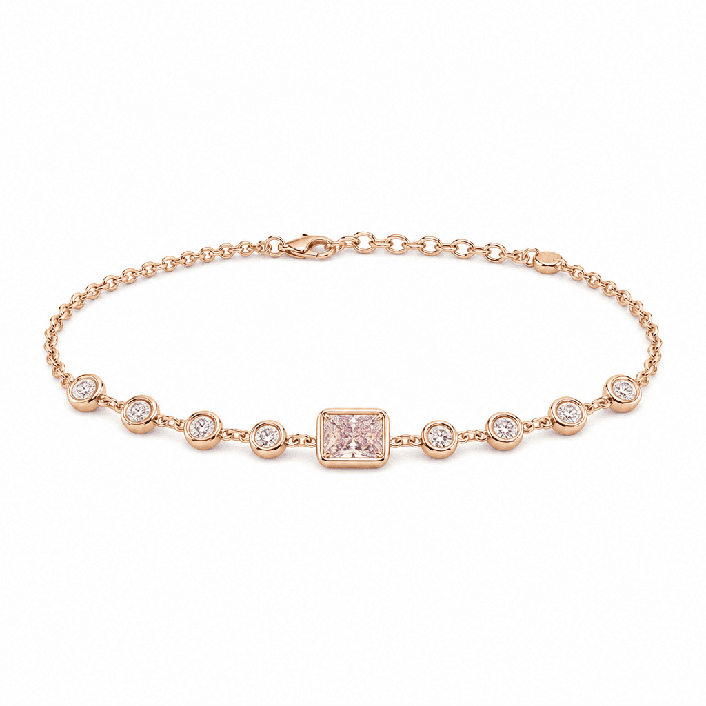 Rose Nocturne Radiant Diamond Station Bracelet