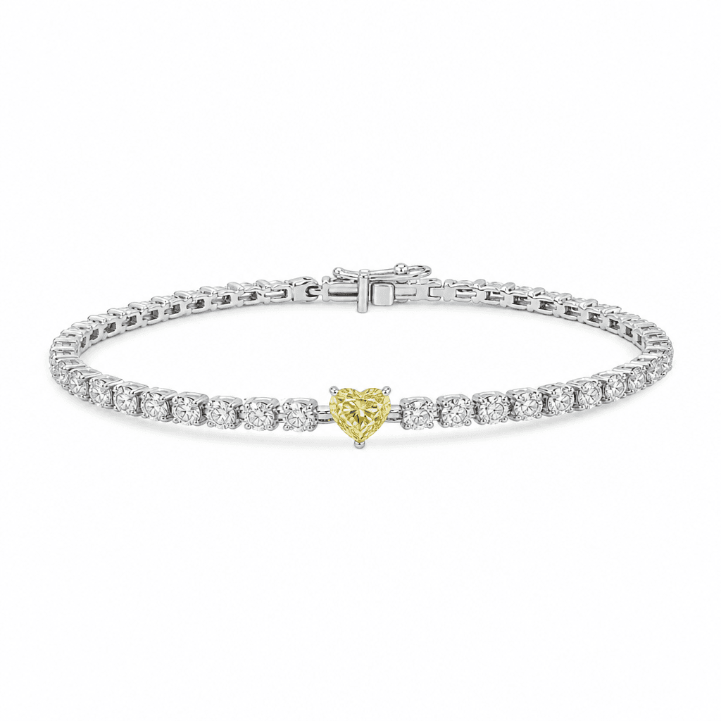 Seren Yellow Diamond Heart Line Bracelet