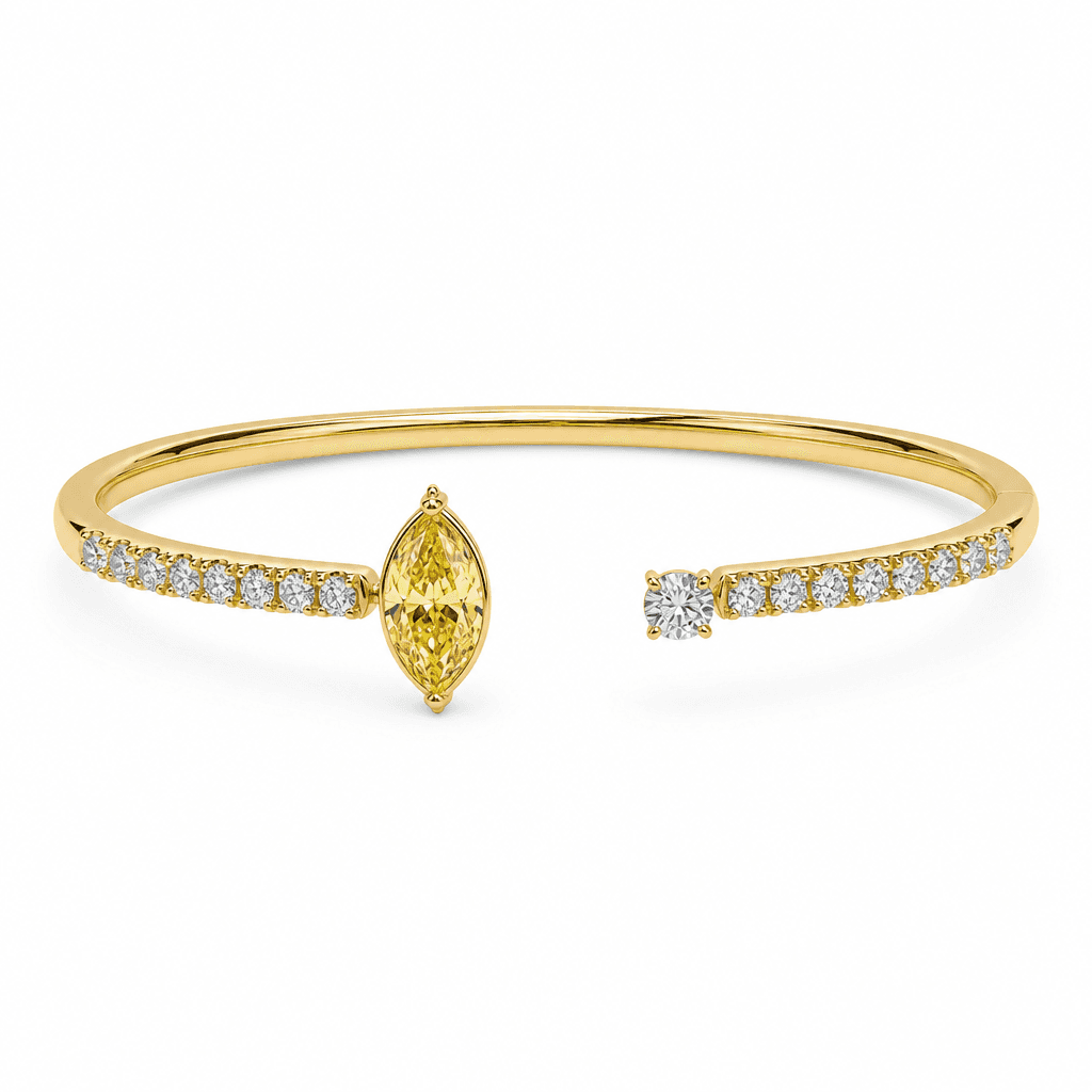 Celestial Marquise Yellow Diamond Open Cuff Bracelet