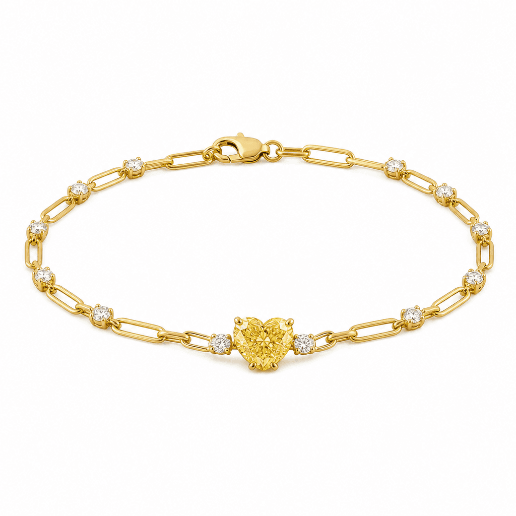 Aurora Heart Yellow Diamond Paperclip Bracelet