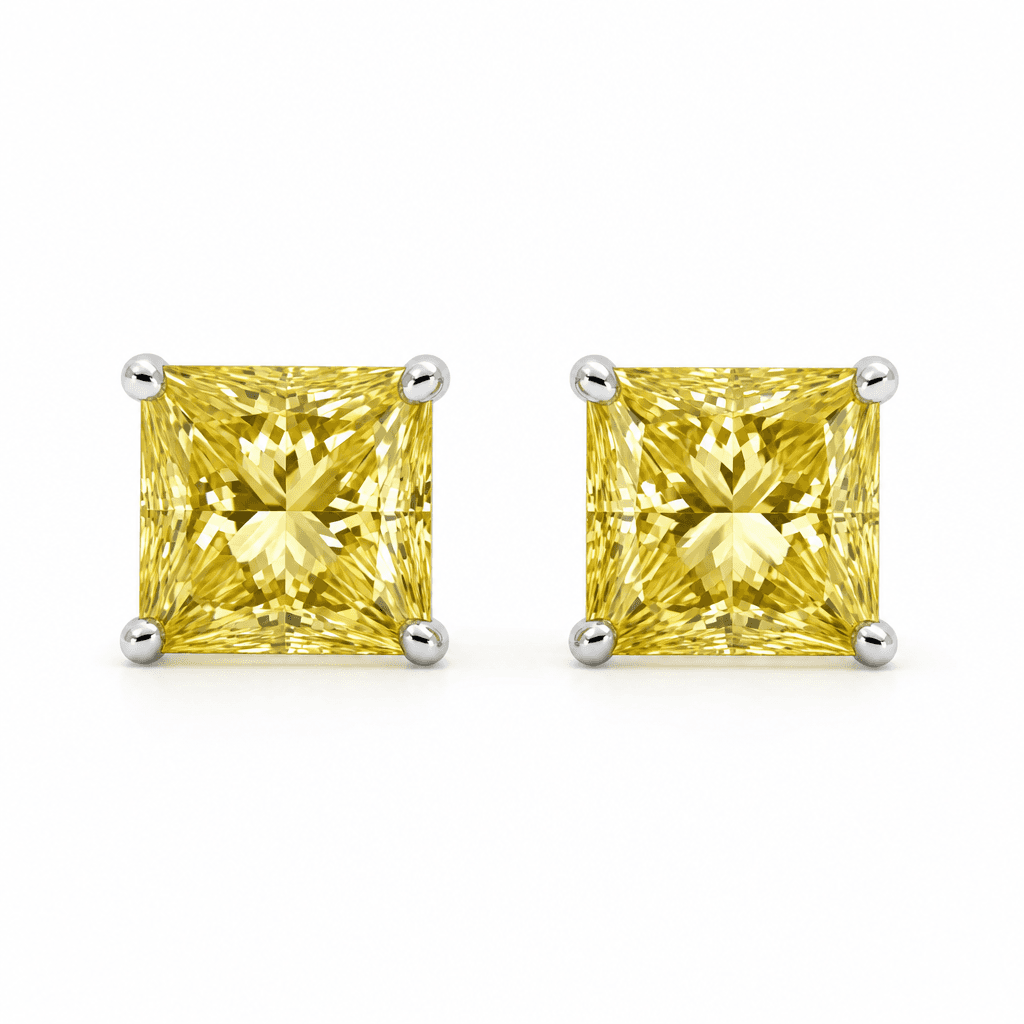 Muse Floating Princess Yellow Diamond Stud Earring