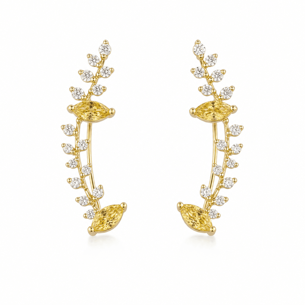 Marquise Bloom Yellow Diamond Ear Climber