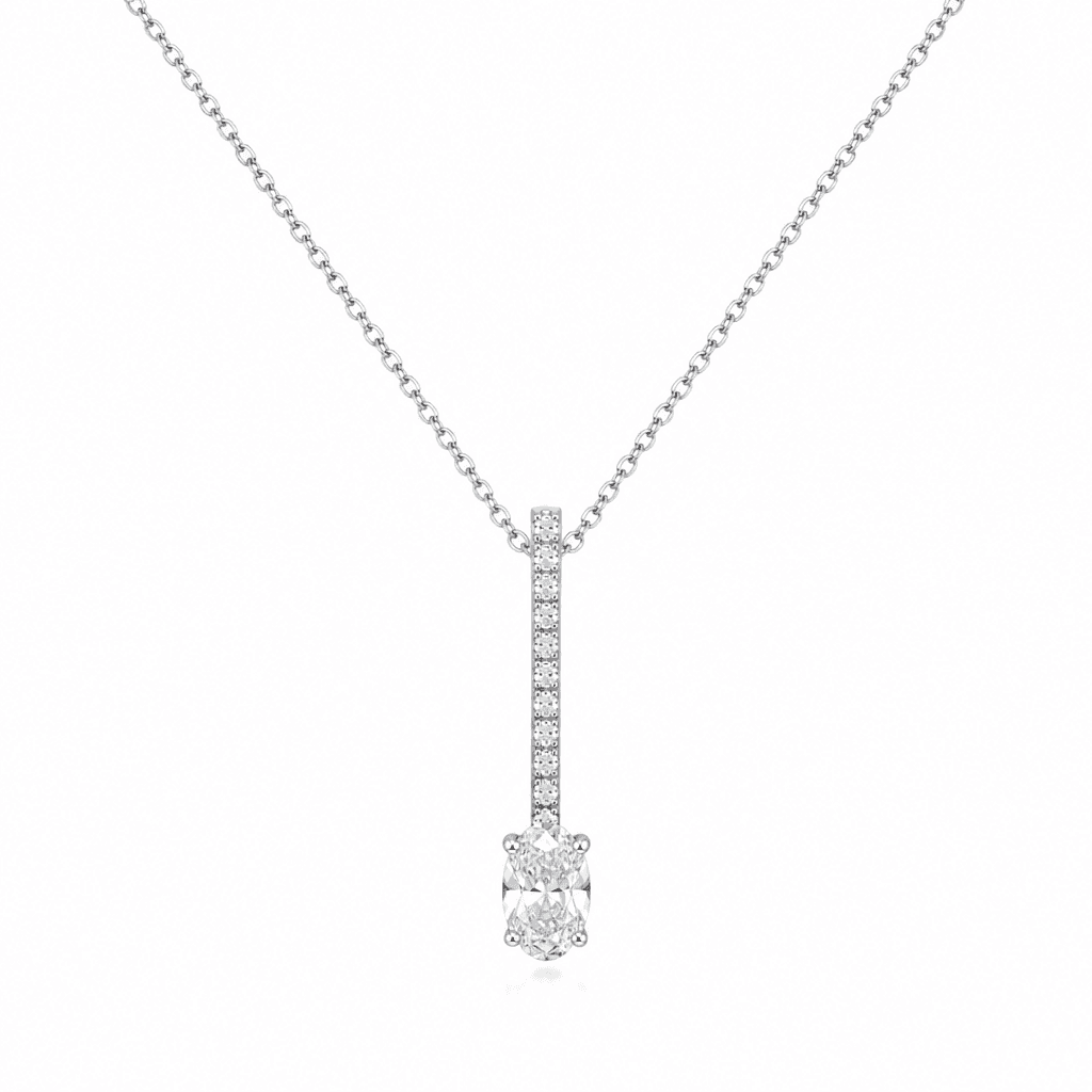 Lumière Vow Oval Diamond Bar Necklace