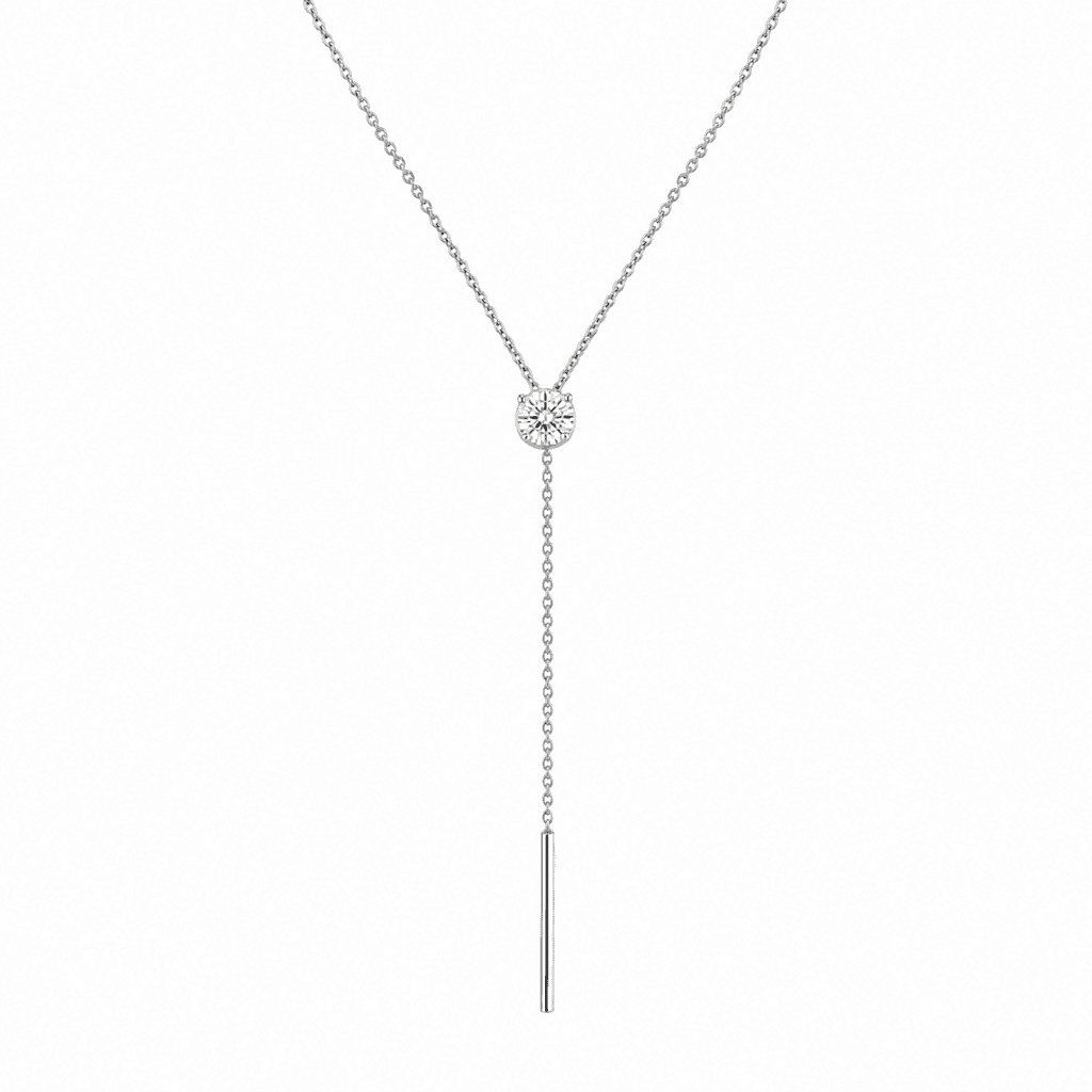 Lyra White Diamond Round Lariat Necklace