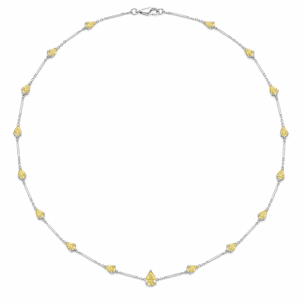Nova Pear Yellow Diamond Station Necklace