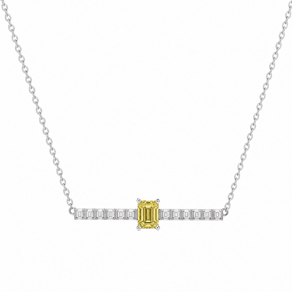 Petite Vow Yellow Emerald Diamond Bar Necklace