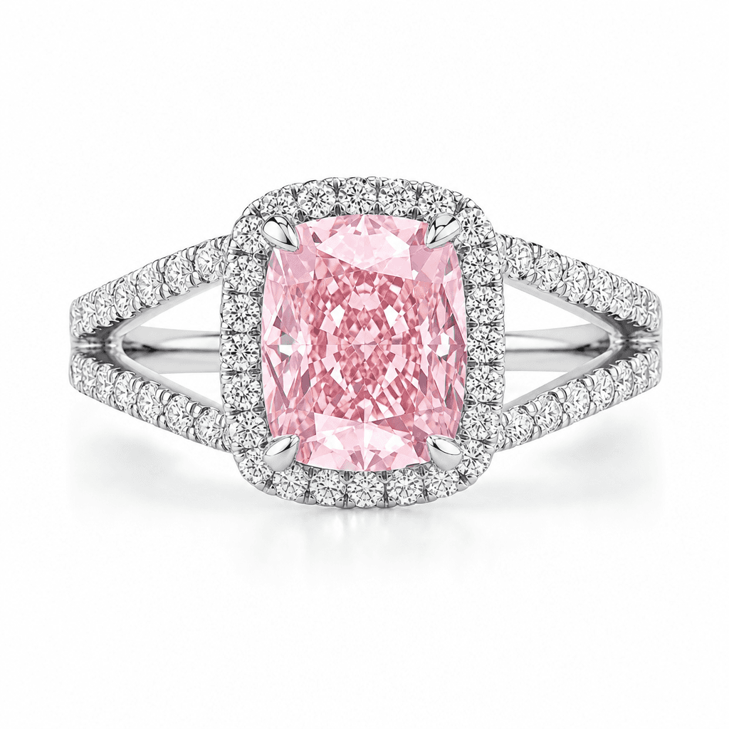 Rosé Crescent Cushion Split Shank Ring