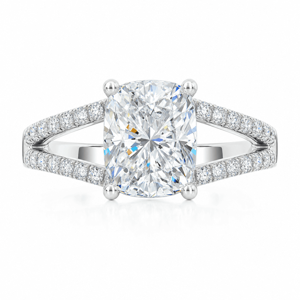 Vela Cushion Split Shank Diamond Ring