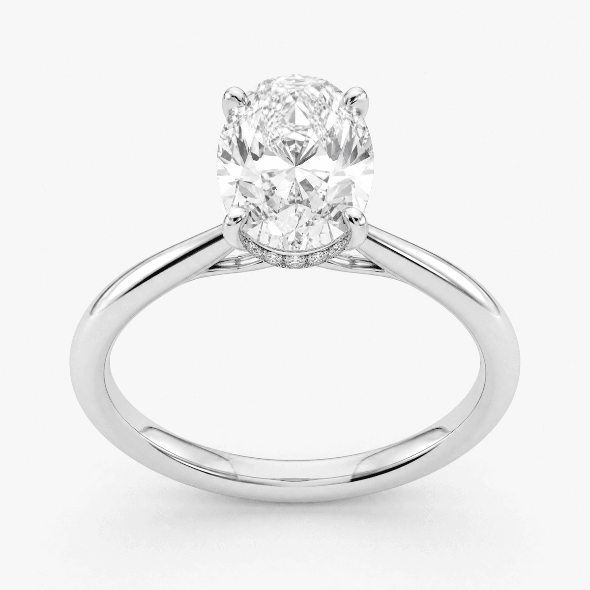 Oval Solitaire Hidden Halo Ring