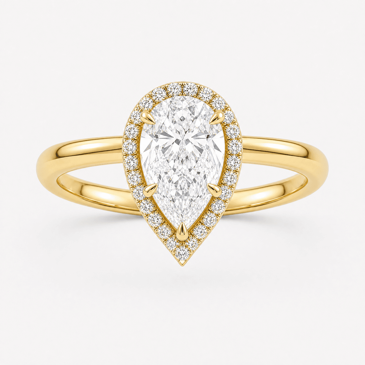 Pear Halo Ring