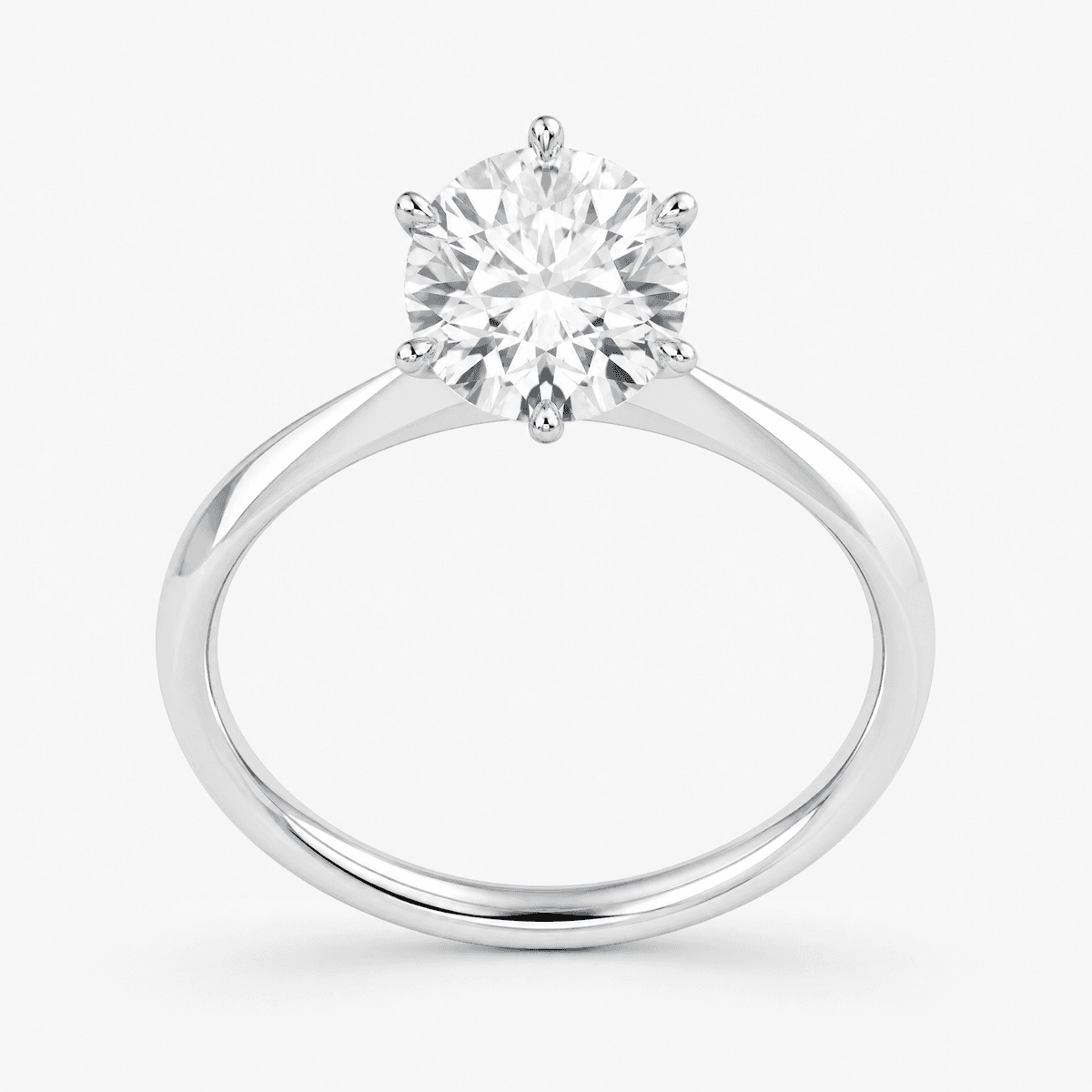 Round Six-Prong Knife-Edge Ring