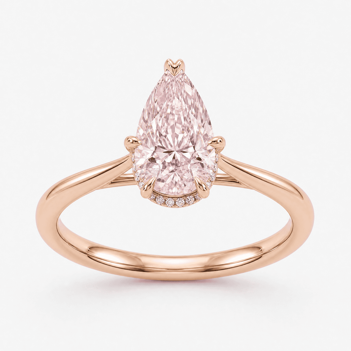 Pink Pear Hidden Halo Ring