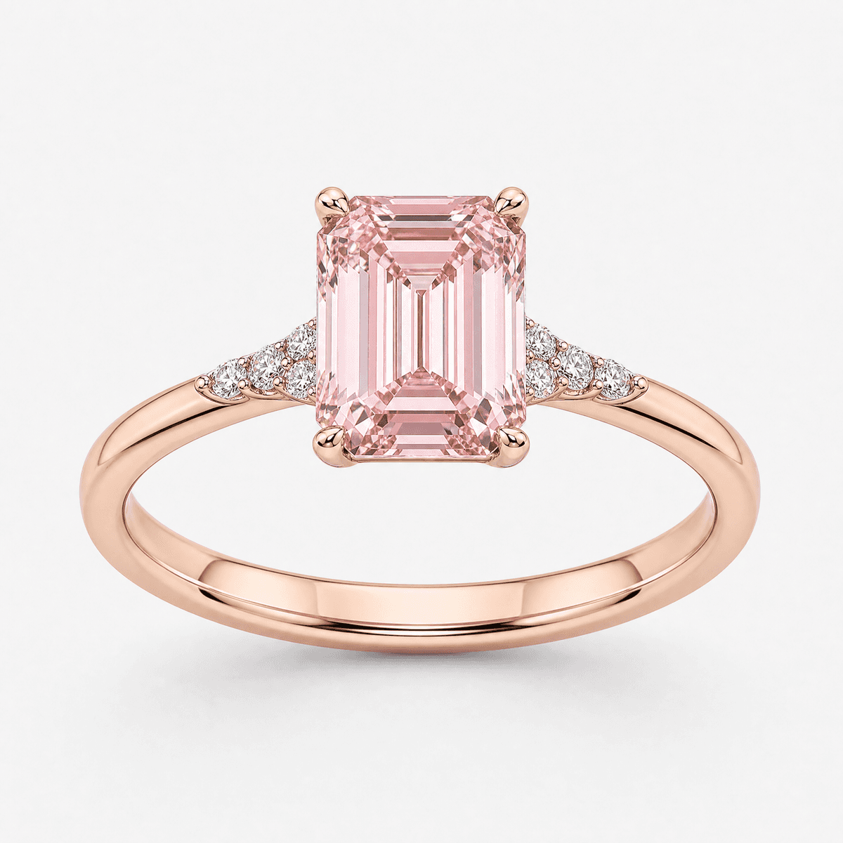 Pink Emerald Cut Ring