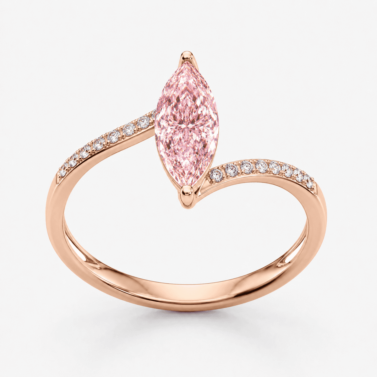 Pink Marquise Open Bypass Ring