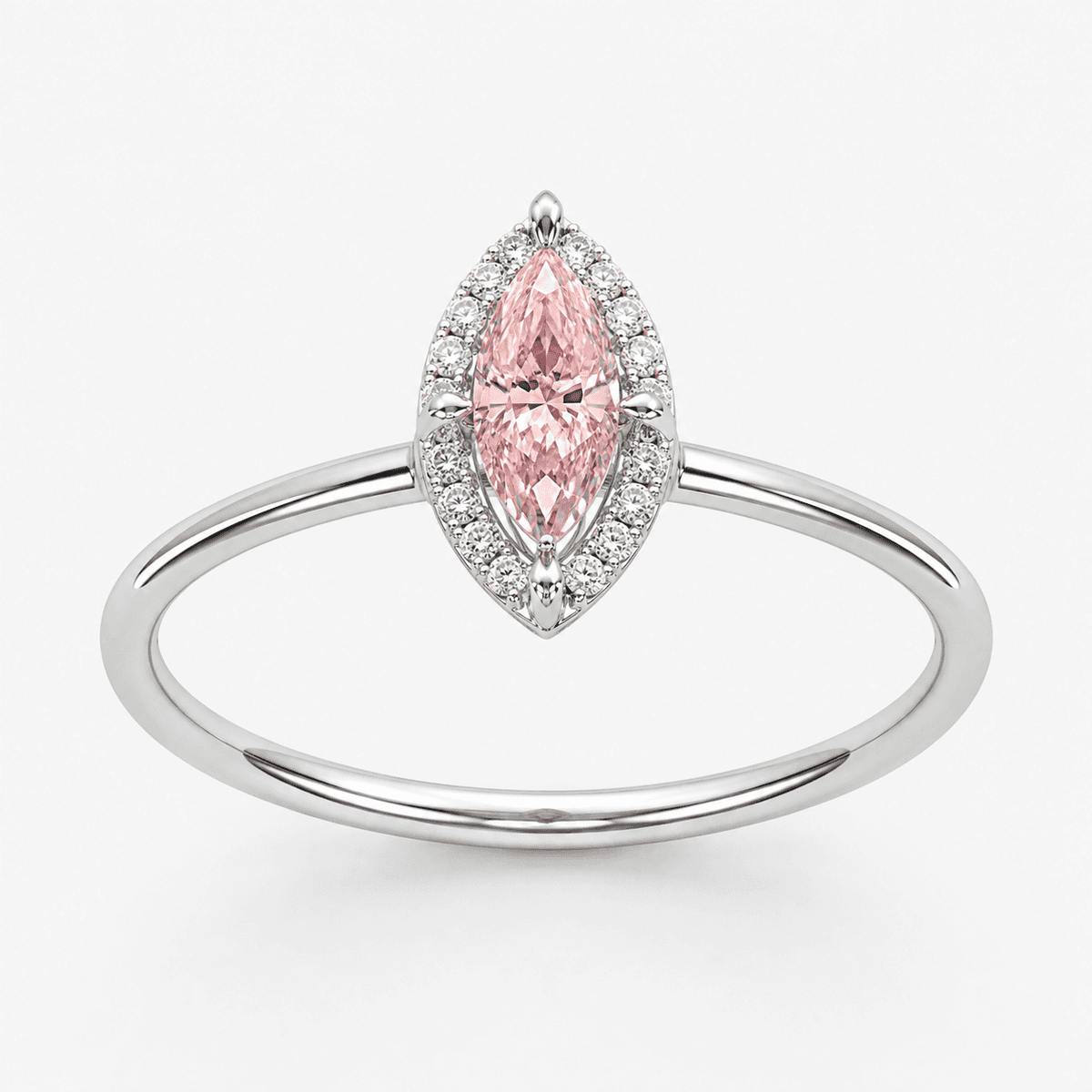 Pink Marquise Petite Halo Stack Ring