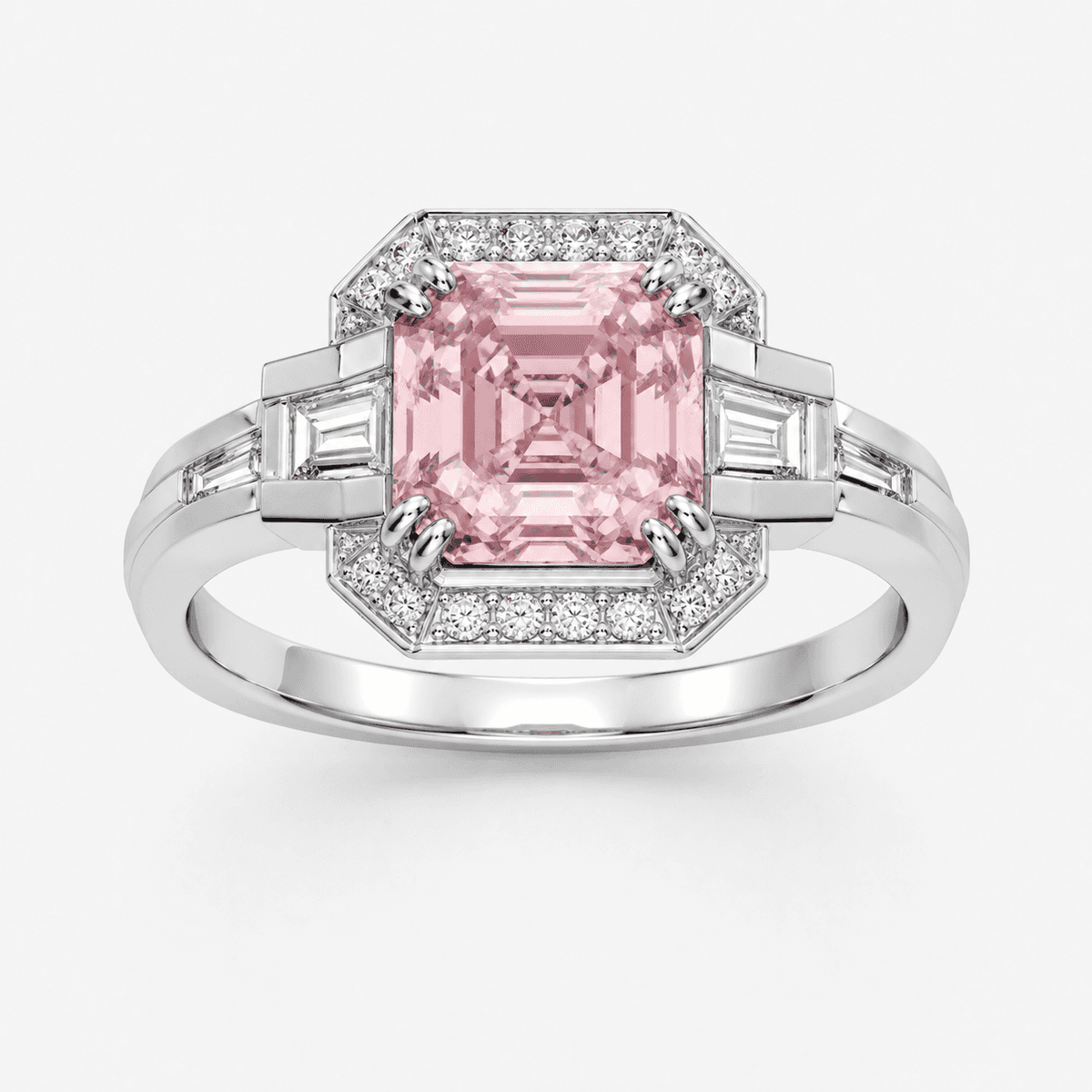Pink Asscher Art Deco Ring