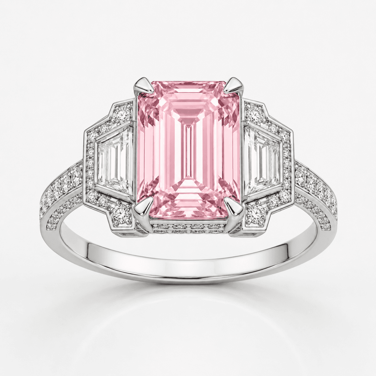 Pink Emerald Art Deco Three-Stone Ring