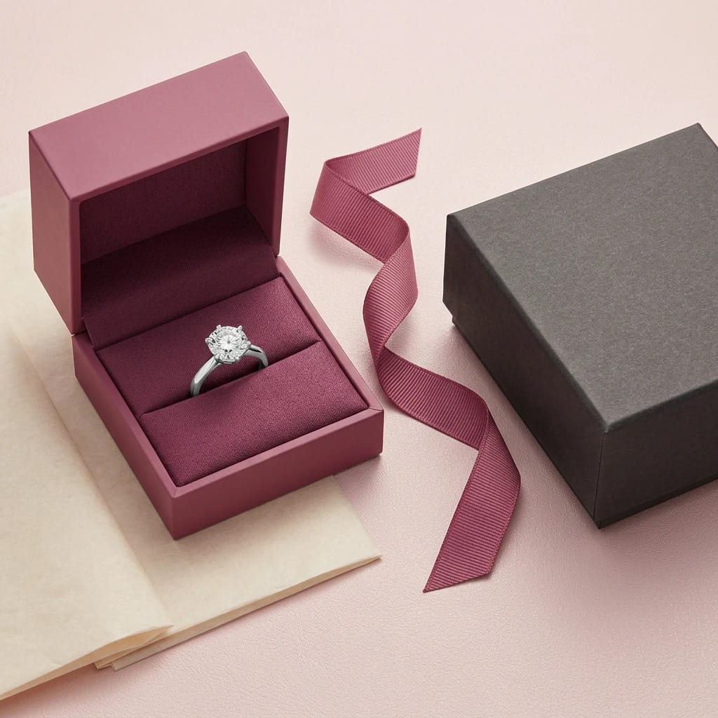 Lab-grown diamond jewelry secured in premium protective packaging for tracked delivery