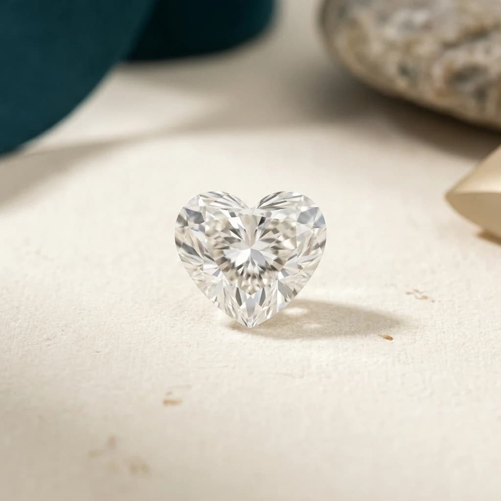 Heart shaped diamond with two lobes, a center cleft and a pointed base