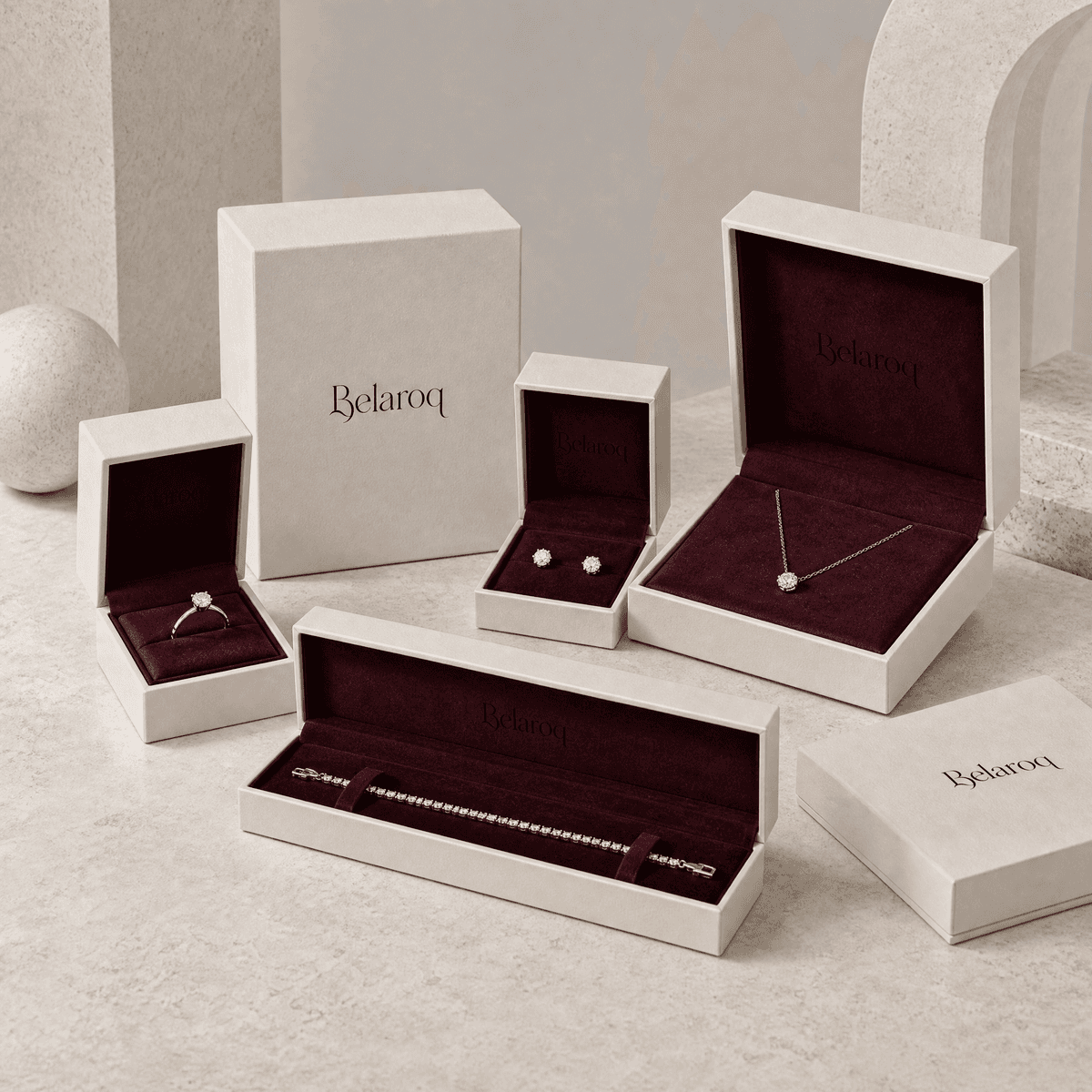 Complete BELAROQ jewelry packaging collection