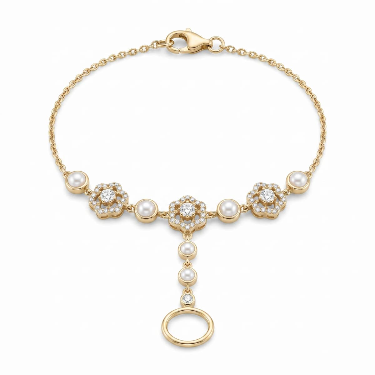 Belaroq Mirielle Vine Rive Yellow Gold Lab Diamond Finger Bracelet