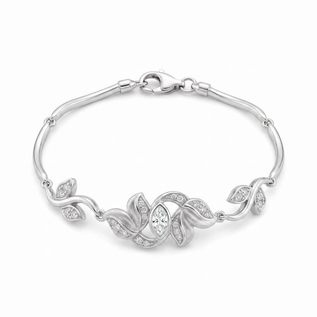 Belaroq Ilaria Trefoil Couture Silver Diamond Bracelet