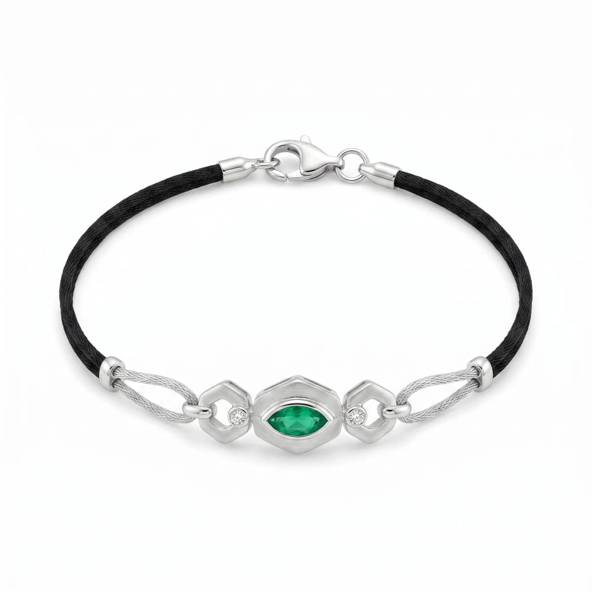 Belaroq Vivienne Star Noir White Gold Emerald Cord Bracelet