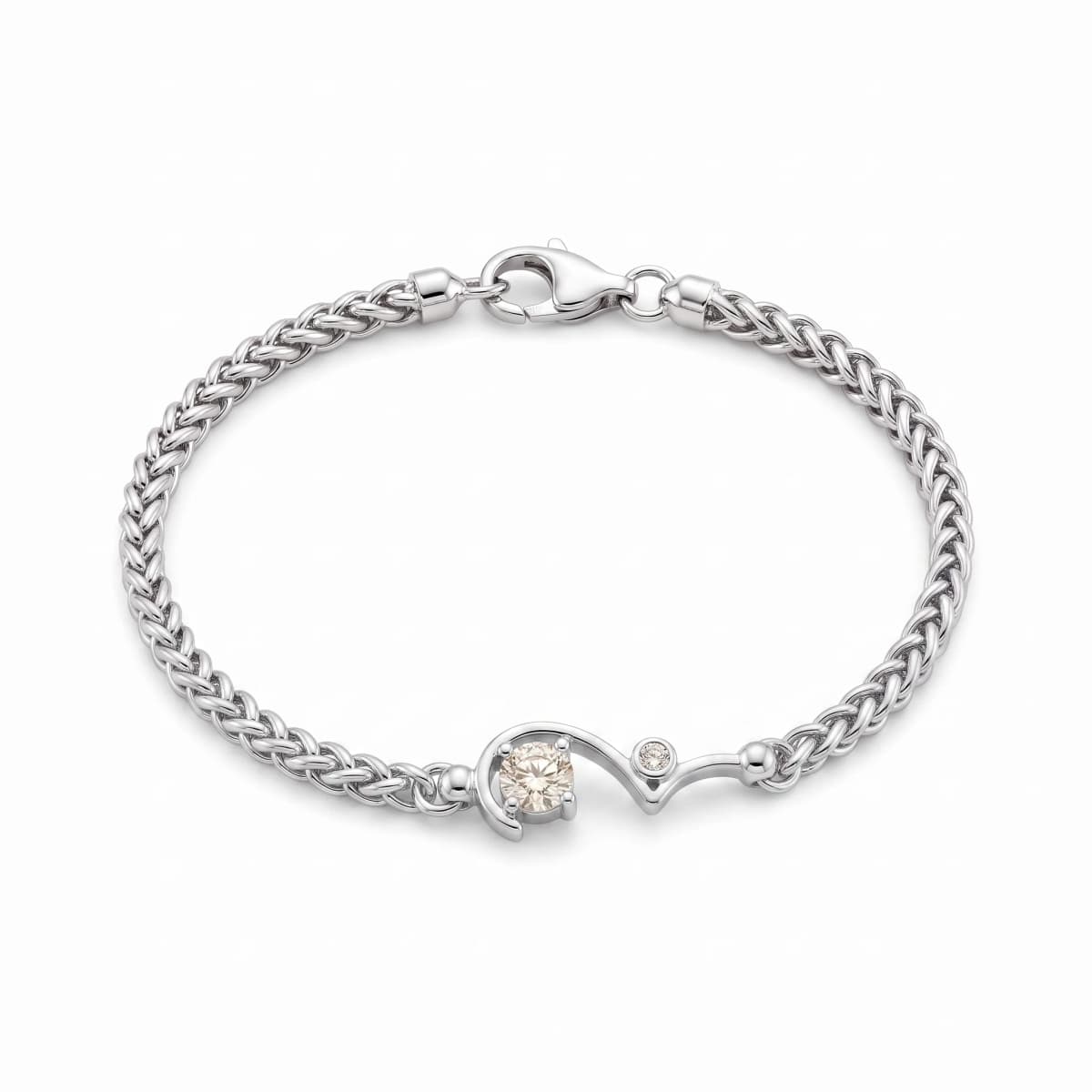 Belaroq Nocturne Wave Radiant Silver Lab Diamond Bracelet